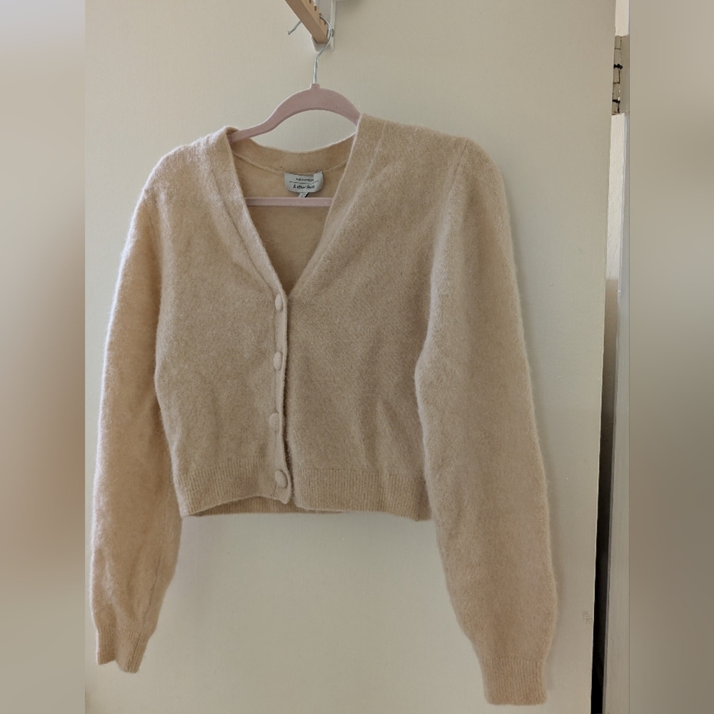 And Other Stories Oatmeal Cream Alpaca Wool Blend Cardigan Size XS - Picture 2 of 8